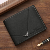 Dompet PU Pria Model Pendek Baru, Sederhana, Bergaya, Motif Geometris, Banyak Slot Kartu, Horizontal Vertikal, Embossed
