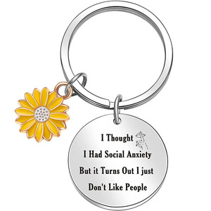 Llavero de Acero Inoxidable con Diseño de Girasol, Grabado con la Frase 'Be Thankful Brave Kind Strong', Regalo para Mujer - Product Image 5