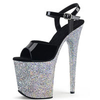 Sandales à plateforme à paillettes de 20 cm pour femmes, chaussures de pole dance, dessus en PU, semelle extérieure en PVC, talons sexy pour la pole dance
