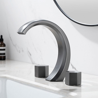 Robinet de lavabo de salle de bain moderne à double poignée en laiton avec cartouche céramique, à 3 trous, pour montage sur comptoir
