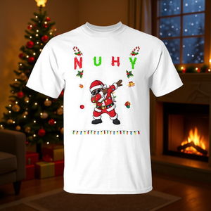 Camiseta Naughty List Christmas Santa Dabbing, blanca, talla Xl, diversión navideña - Product Image 3