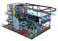 Équipement de terrain de jeux intérieur pour enfants, parc d'attractions avec toboggan et parcours ninja pour des défis et des moments de plaisir sans fin