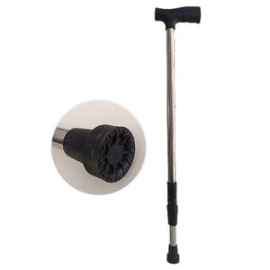 Bastón de cuatro patas de acero inoxidable con altura ajustable para apoyo de personas mayores - Product Image 2