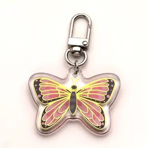 Bemick Souvenir Colorful Acrylic Decorative Multiple Butterfly Pattern Chain Charm Keychain Key Ring