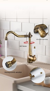 Deck Mounted European Single Handle <strong>Brass</strong> Flexible Rotatable Electroplated Kitchen Faucet Single Hole 360 Degree Ceramic Valve - Product Image 4
