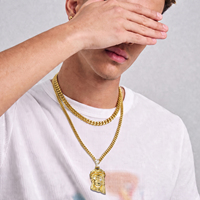Collier de prière chrétien personnalisé en or 14 carats plaqué or, pendentif Seigneur Jésus, cadeau pour homme, chaîne de 24 pouces, idéal pour baptême