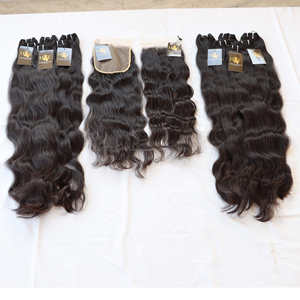 Los vendedores de cabello virgen en bruto de templo indio, 4x4, 5x5, 6x6, Hd, cierre de encaje y paquete de mechones de templo indio en bruto con cierre de pelo ondulado - Product Image 1