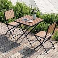 Ensemble moderne de chaise et table pliantes d'extérieur en métal, bois et fer forgé, résistant à l'eau, pour balcon, café, salon de thé, cour