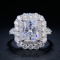 Bague en Moissanite Taille Radiant 3 Carats en Argent Sterling S925, Testée et Certifiée, pour Femme, Idéale pour Demande en Mariage et Fiançailles