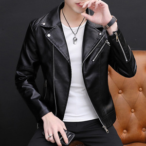 Youth Personalized Short Leather <strong>Jacket</strong> for Men's Korean Version <strong>Slim</strong> <strong>Fitting</strong> Plush Motorcycle PU Leather <strong>Jacket</strong> Trend <strong>Jacket</strong> - Product Image 3