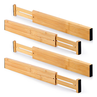 Diviseur de tiroir de cuisine en bambou, réglable et extensible, type autoportant, étagère de rangement moderne pour armoire, à un seul niveau, pour vaisselle et bijoux