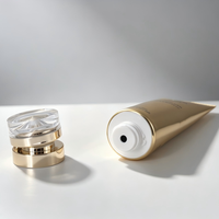 Tube cosmétique ABL en acrylique doré métallisé miroir de 100 ml avec bouchon à clapet, emballage vide pour nettoyant visage