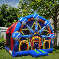 Château gonflable unisexe en PVC, portable, avec toboggan, grande roue et piscine géante, comprenant un souffleur et un sac de transport, pour tout le parc