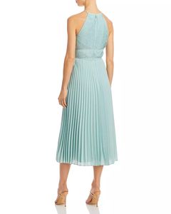 Vestidos de Fiesta Plisados de Verano <span class=keywords><strong>2022</strong></span>, Diseño OEM, Tejido, Cuello Halter, Sin Mangas, Hombros Descubiertos, Cintura Ancha - Product Image 4