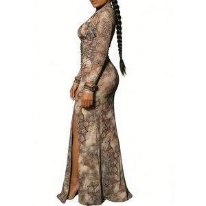 Nouvelle Collection Été – Robe Longue Moulante Femme à Col Halter et Lacets, Imprimé Serpent Unique, Sexy, Impression Numérique, Respirante - Product Image 2