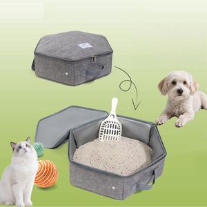 Bac à litière de voyage pour chat portable avec couvercle zippé Bac à litière de voyage pliable Pas de fuite Pas d'odeur Bac à litière étanche pour chat - Product Image 2