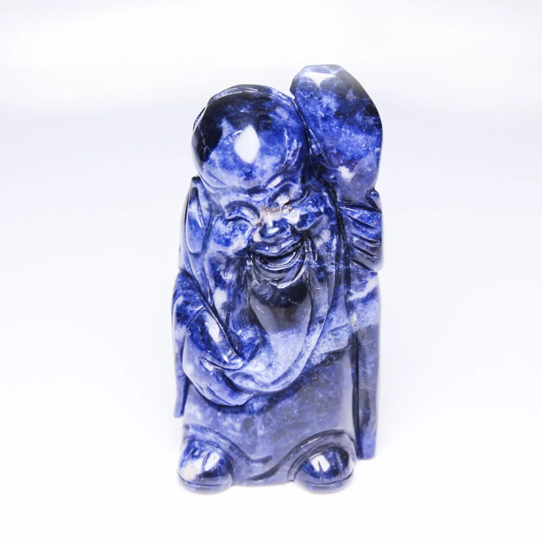 Fu Lu Shou Happiness Luck and Longevity Gods Stone Sodalite Statue