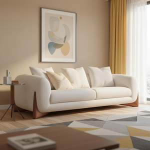 OKF Modern Luxury Square Italian Minimalist Solid <b>Wood</b> Legs Space-Saving Design White Sponge-Filled Comfort <b>for</b> Living Room OKF- - Product Image 1