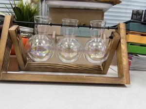 Aria pianta terrario idroponica piante desktop vetro fioriera bulbo vaso di vetro <span class=keywords><strong>con</strong></span> supporto in <span class=keywords><strong>legno</strong></span> stazione di propagazione - Product Image 6