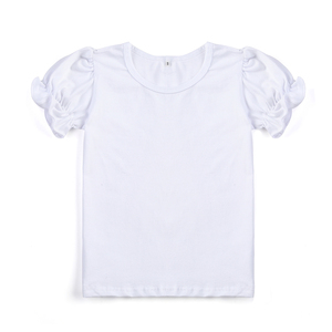 <span class=keywords><strong>Camiseta</strong></span> blanca bordada para niñas pequeñas, camisetas de manga corta de 100% algodón, camisetas con volantes para niños - Product Image 2