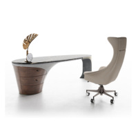 Bureau d'ordinateur de luxe haut de gamme, mobilier de bureau à domicile, design moderne italien, plateau en marbre, bureau de travail à domicile
