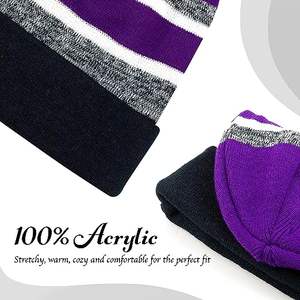 <span class=keywords><strong>Bonnet</strong></span> d'hiver en tricot à rayures avec <span class=keywords><strong>pompon</strong></span> personnalisé et manchette souple chapeau de ski brodé en 3D à pois personnage à carreaux pour les affaires de plage - Product Image 4