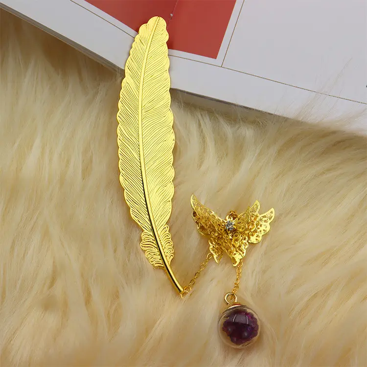 कस्टम रचनात्मक पशु धातु पंख बुकमार्क विंटेज उपहार स्मारिका सोना मढ़वाया जस्ता मिश्र धातु बुकमार्क पुस्तक के लिए