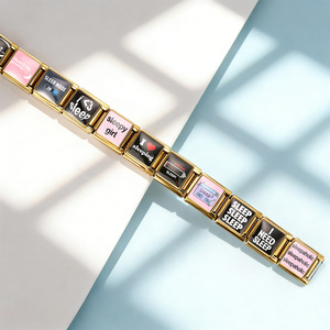 Bracelet à breloques italien en époxy sur le thème du sommeil, en acier inoxydable, bracelet de montre extensible DIY, jonc modulaire - Product Image 6