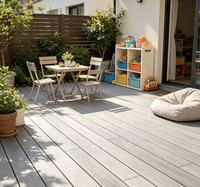Planches de terrasse WPC lisses en gros pour extérieur, revêtement de sol à faible entretien en composite bois-plastique pour parcs et allées