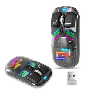 Bluetooth Wireless Mouse Rechargeable Ultra-thin Transparent RGB Mouse With 2.4G USB Receiver