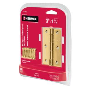 Hermex cerniera porta BR-301B rettangolare 3 'ottone-placcato acciaio satinato finitura industriale-Design moderno per porte confezione da 2