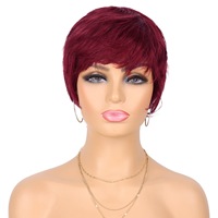 Rambut Manusia Asli Remy Virgin Brasil India 100% Alami Harga Grosir Murah untuk Pixie Curls Tersedia Wig Kecil