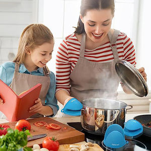 Sarung tangan Oven silikon tahan panas dapur, dudukan panci sarung tangan Oven silikon untuk memasak dapur, kustomisasi - Product Image 6