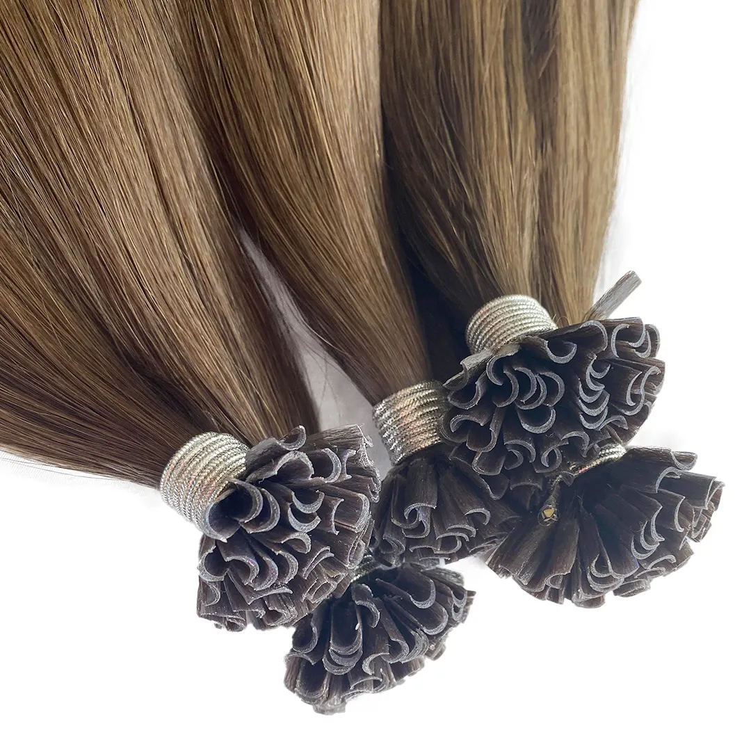 थोक डबल तैयार पूर्व-बंधुआ यू टिप बालों केराटिन बालों का विस्तार नाखून टिप बालों का विस्तार