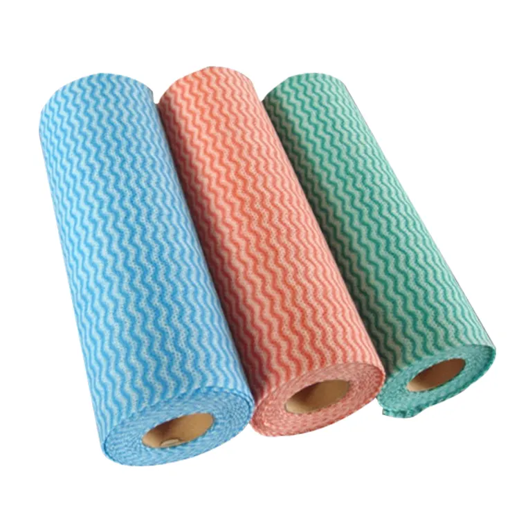 स्पनलेस गैर बुना सूती डिस्पोजेबल चादर फैब्रिक फेस तौलिया रोल माइक्रोफाइबर रसोई की सफाई के कपड़े