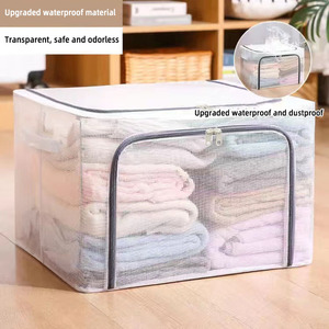 Organizador Retangular de Tecido PVC à Prova d'Água de <span class=keywords><strong>80L</strong></span> com Estrutura de Aço e Cabeça Metálica Dobrável para Armazenamento de Roupas - Product Image 4