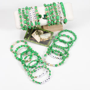 Pulseras de cuentas verdes con letras, joyería de moda, elásticas, multicapa, unisex, hechas en China - Product Image 3