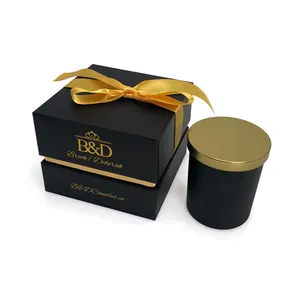 wholesale Custom Luxury scented candles gift set box private label Black Hard Candles Packaging Candle Box For gift