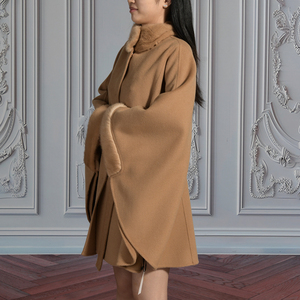 Jxwatcher Soft <strong>Lady</strong> Custom Wool Shawl Cape <strong>Poncho</strong> with Real Mink Fur Collar Winter Handmade Wholesale Wool <strong>Poncho</strong> Women - Product Image 5