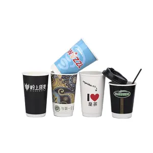 Disposable Double Wall Paper Cupsoup cup paper ice cream stamping double wall coffee paper cups with lids