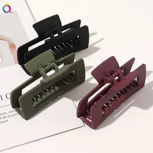2020 Fashionable Claw Clips Simple Elegant Plastic Matte Rectangular Oversized Hair Claws For Women