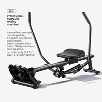 Remo Hidráulico Plegable de Doble Palanca, Silencioso, con Resistencia Ajustable, Equipo de Fitness Cardiovascular para Entrenamiento en Casa