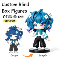 Figurine de fille version Q aux cheveux bleus dégradés, boîte mystère, personnage d'anime en vinyle personnalisé ODM pour collection