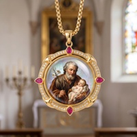 TIMEMUSE Saint Joseph Patron des Travailleurs, Peinture sur Coquille, Pierre Naturelle, Ornements Catholiques Familiaux, Peinture à la Main sur Pierre Précieuse