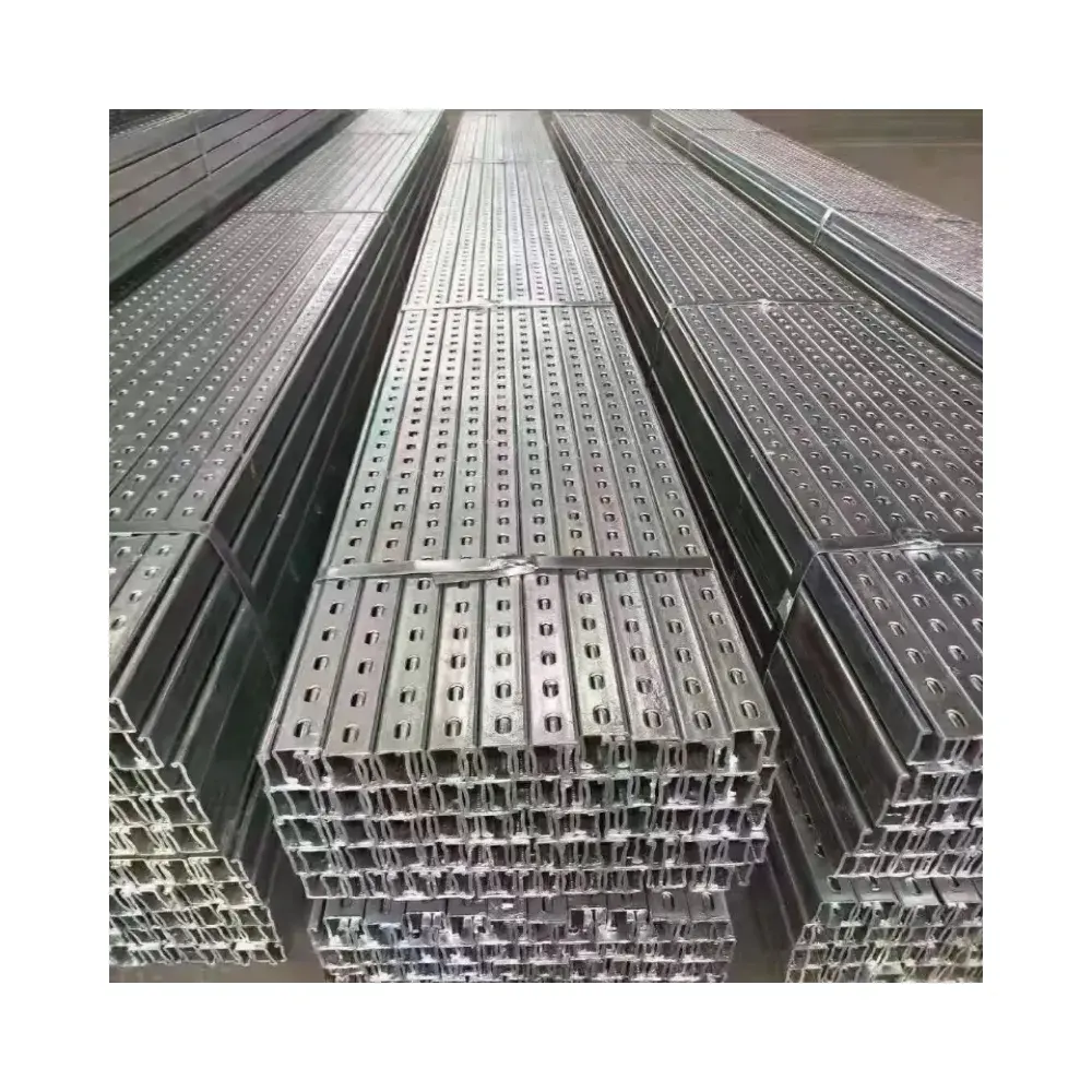 2m de longitud 22*41 aleación de aluminio y magnesio galvanizado Perfil de puntal de construcción de acero unistrut