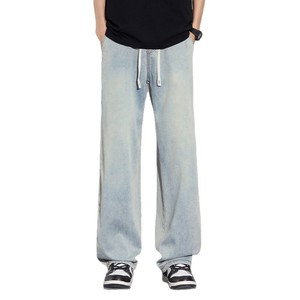 Emperor <span class=keywords><strong>Paul</strong></span> Jeans casuales de algodón para hombre, pantalones versátiles de verano, ligeros, de lavado medio, de cintura media, holgados, de pierna recta, modernos y versátiles - Product Image 1