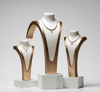 Présentoir de Luxe pour Colliers en Velours Or Rose LED, Mannequin de Présentation de Bijoux Durable et de Haute Qualité pour Magasin de Bijouterie