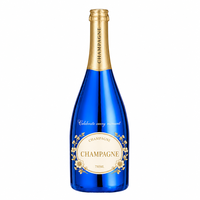 Bouteille de champagne 750 ml, finition métallique violette, col en feuille d'or, verre vide pour distillerie, emballage personnalisé OEM