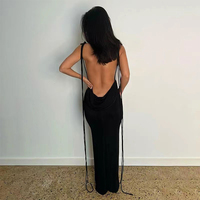 Robe maxi rose sexy pour femmes, sans manches et longue jusqu'au sol, avec un design dos nu, robe longue de soirée