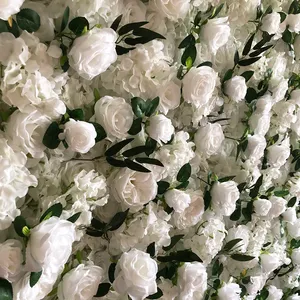 Background Flowers Decoration Luxury Silk White Rose Wedding Flower Wall Backdrop For Wedding Decor